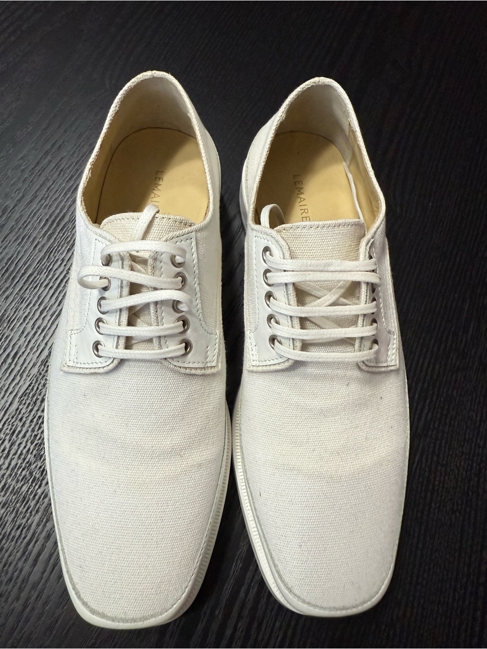 Lemaire Men's Canvas Lace-Up Sneakers in Light Beige